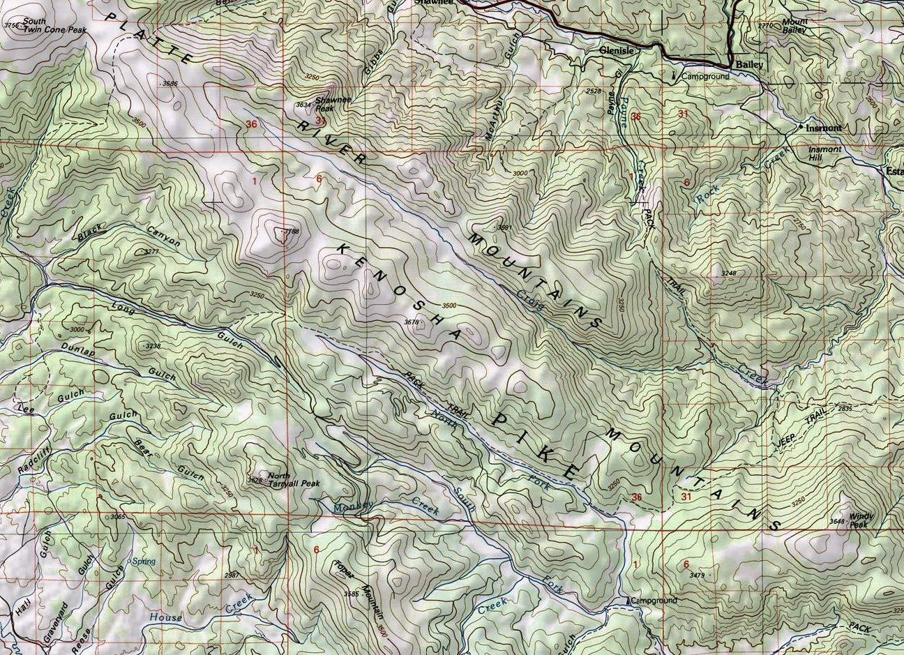 Kenosha Mountains Map