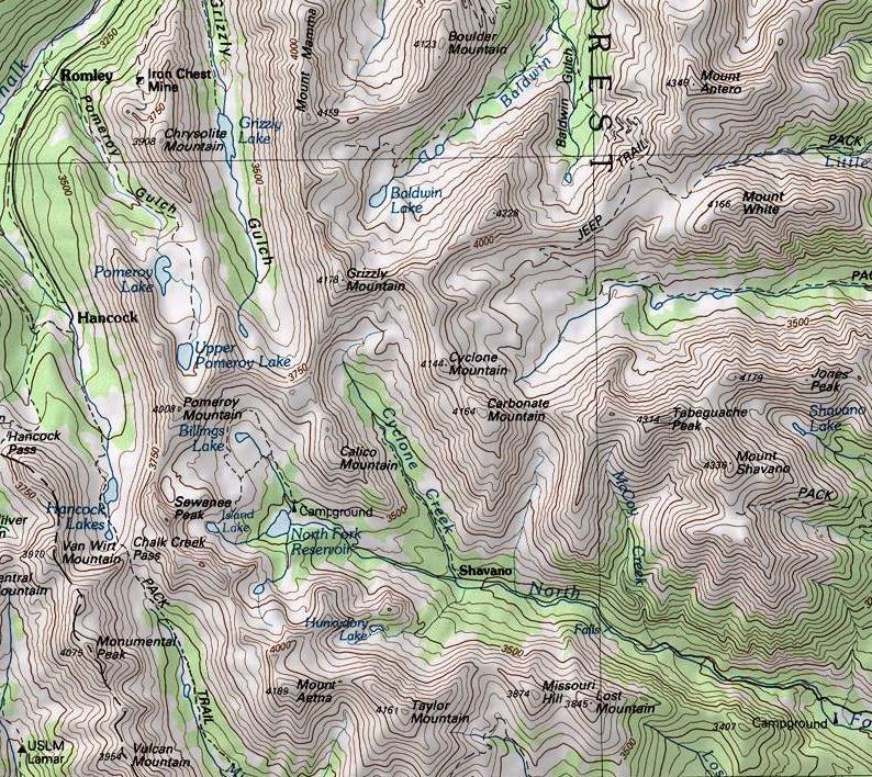 Map of the Southern Sawatch Range