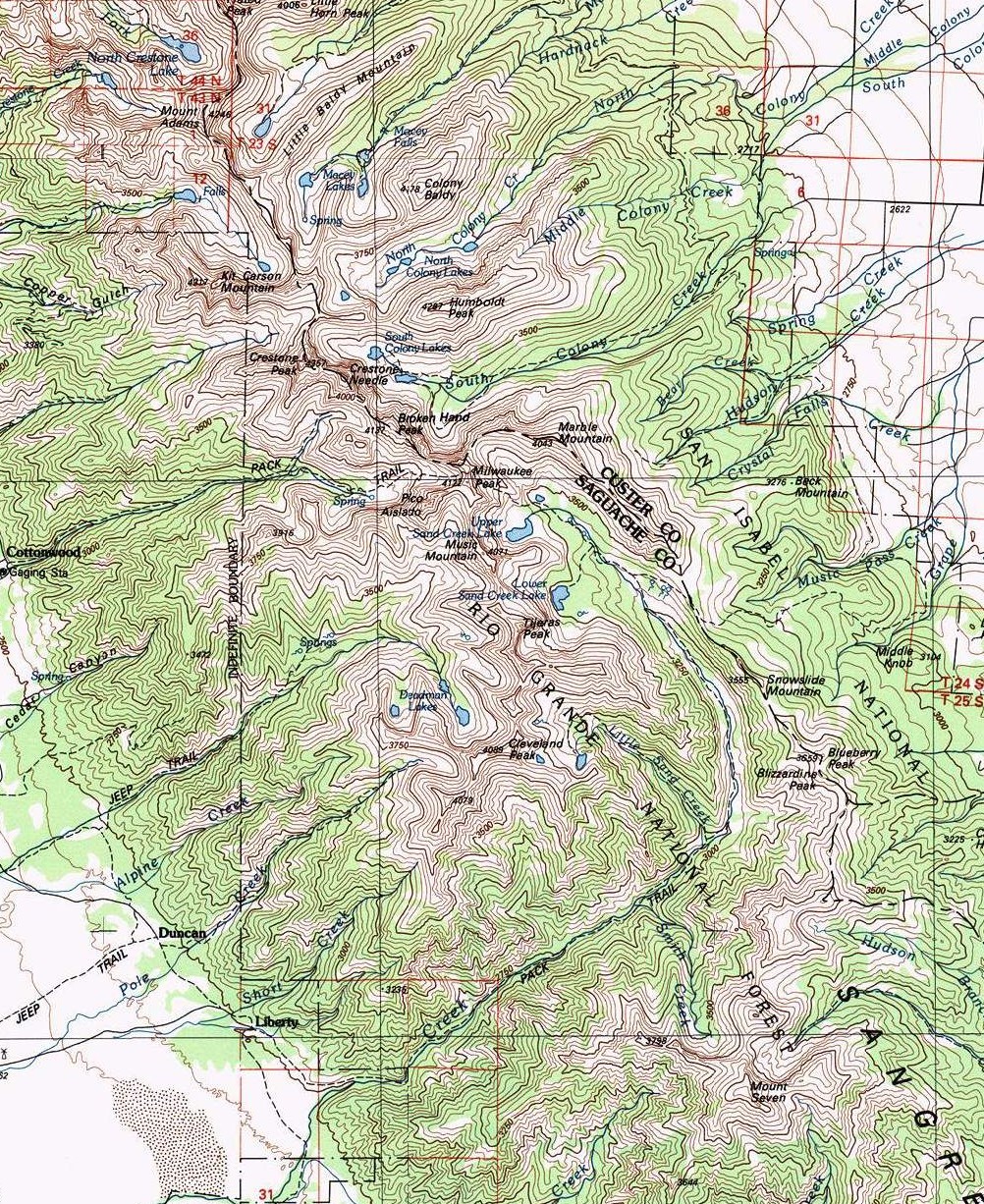 Sangre de Cristo Range map