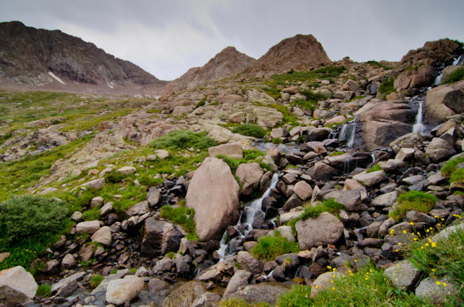 Waterfalls below Twin Lakes