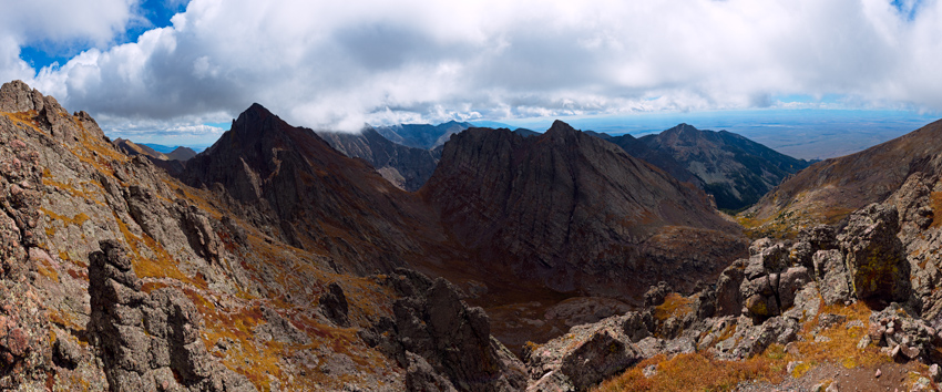 Crestone Needle Pano from near Broken Hand Pass