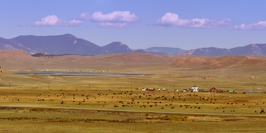 Highway 285 and Antero Reservoir in autumn