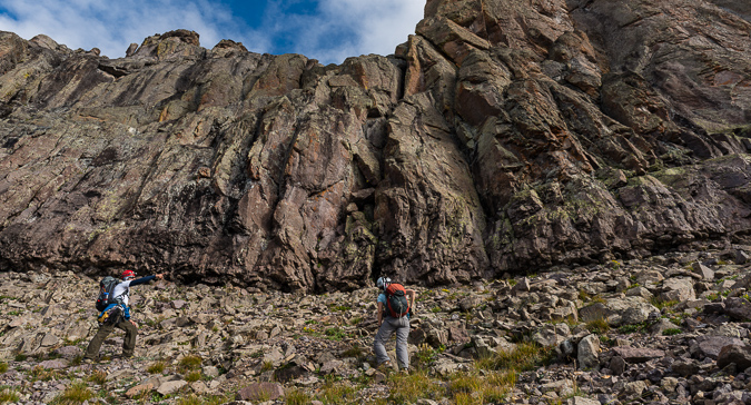 Reaching the cliffs of Dallas Peak