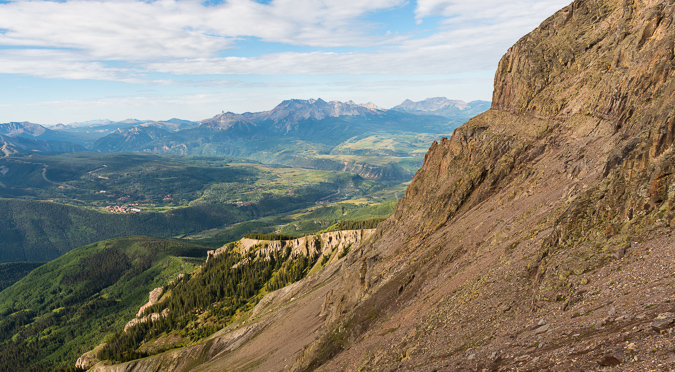 Looking back on the route up to the notch