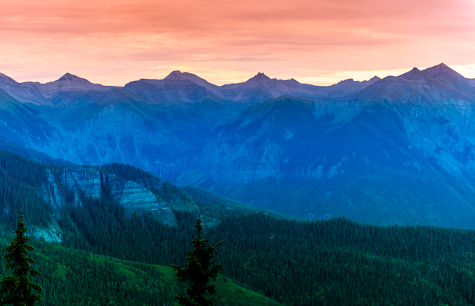 Early light in the San Juans above Telluride