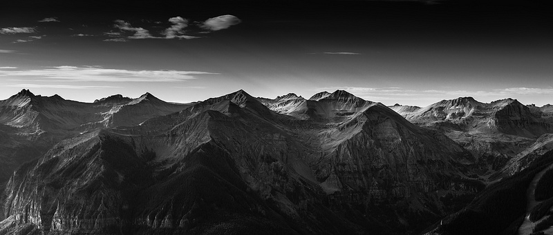 Telluride Mountains Black and White Pano