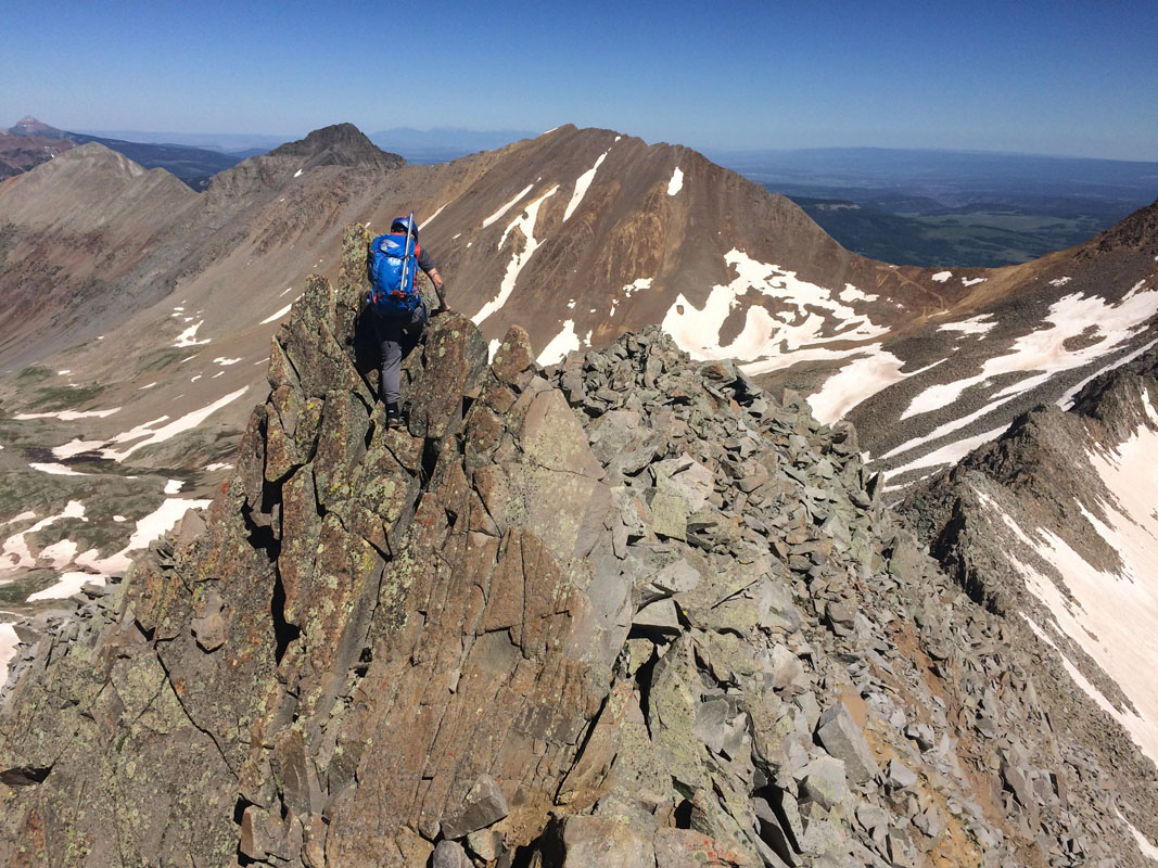 Technical climbing Gladstone Peak ridge