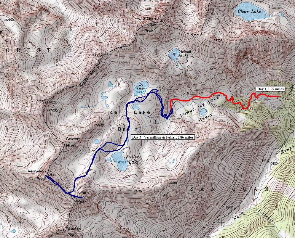 Ice Lake Basin Map