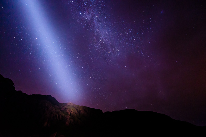 Mountain and Stars illuminated with Brinkman