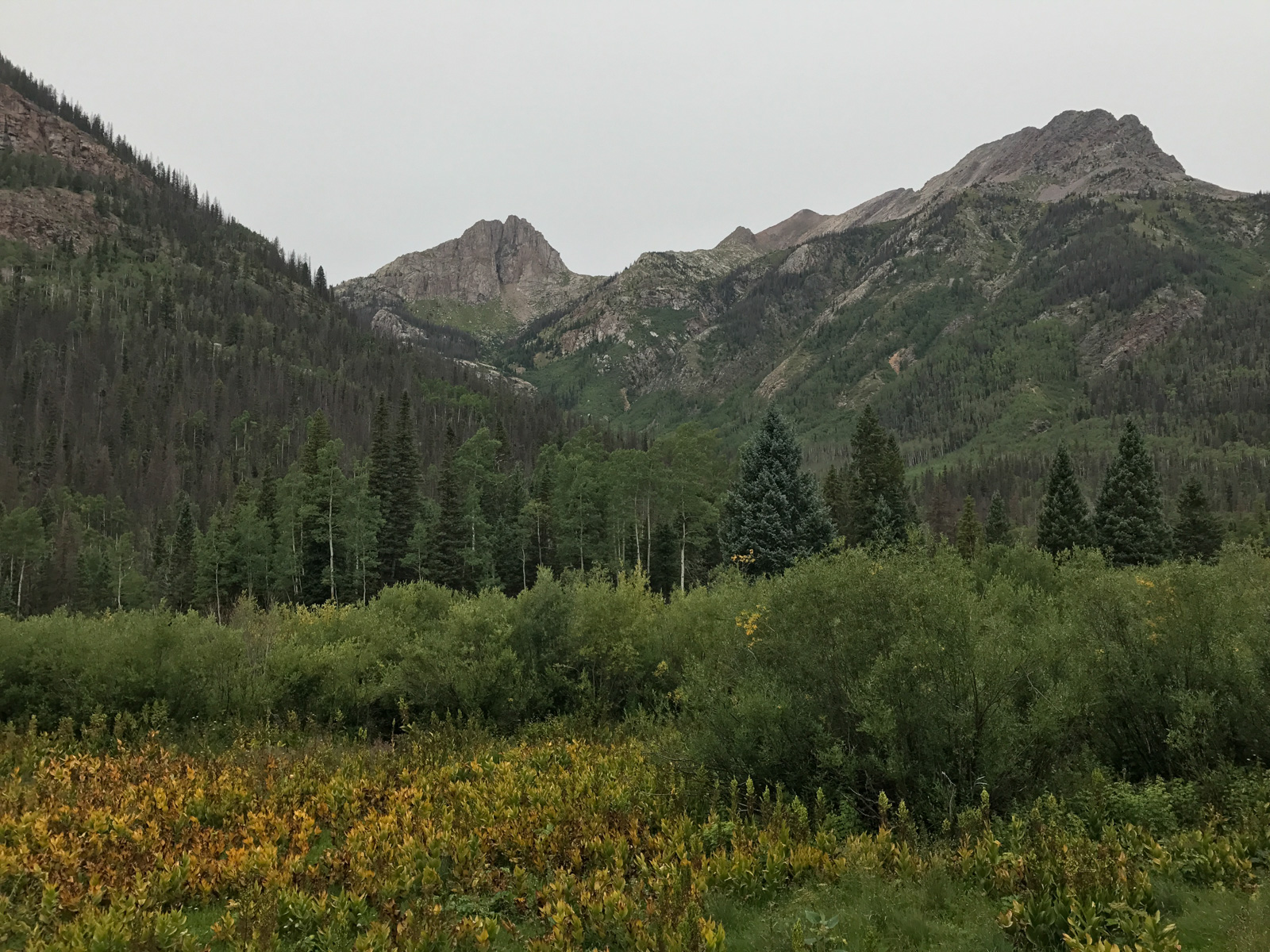 The view up Sunlight Creek from Vallecito Creek