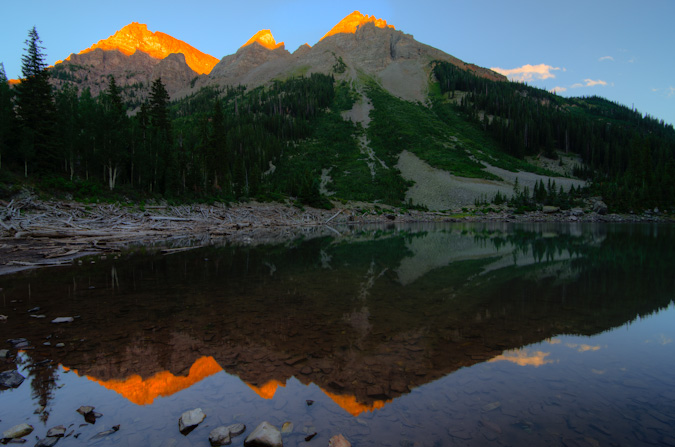 Pyramid Peak massif at sunset