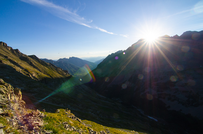 Sun rising over Pyramid Peak