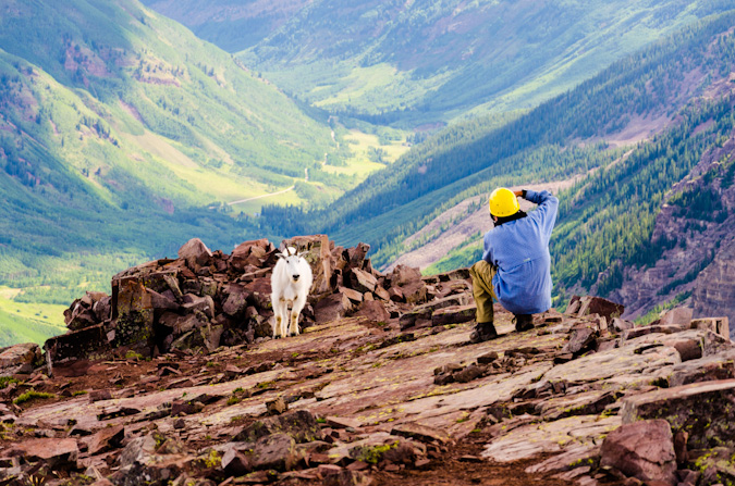 Glenn and a mountain goat