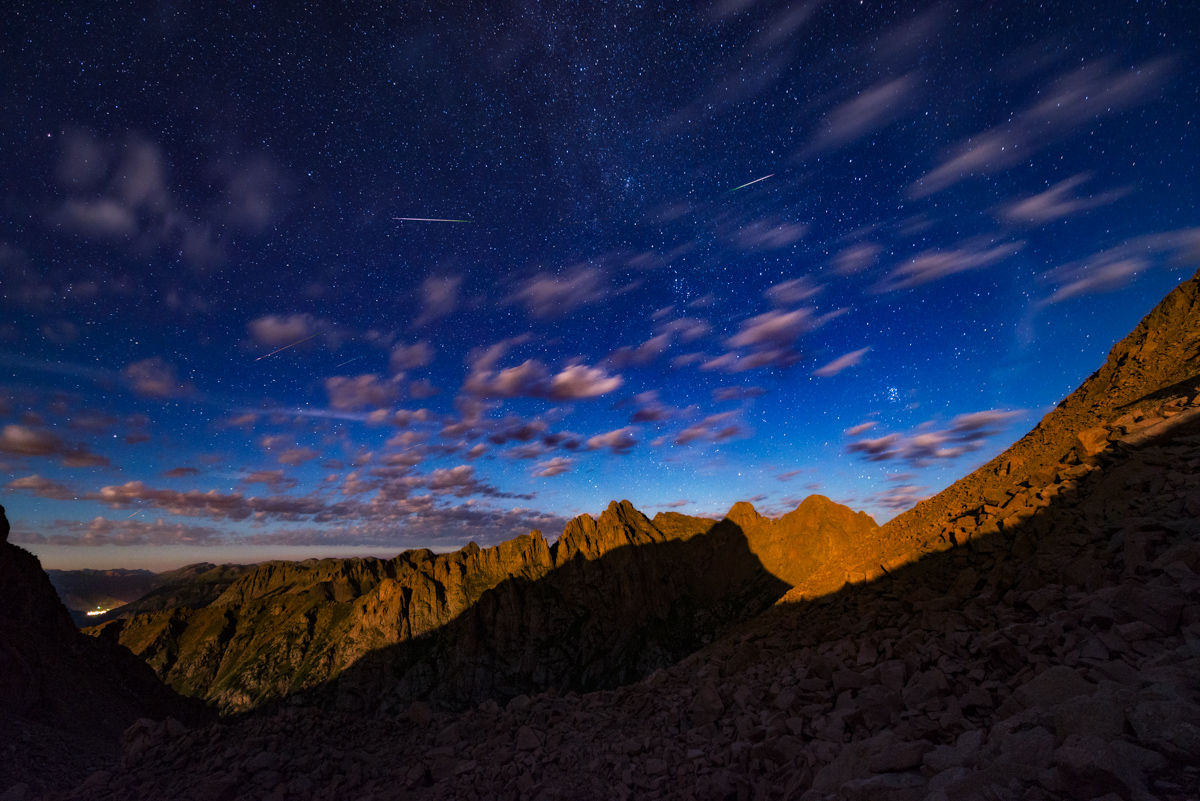 Perseid Meteor Shower from the Pigeon Turret saddle