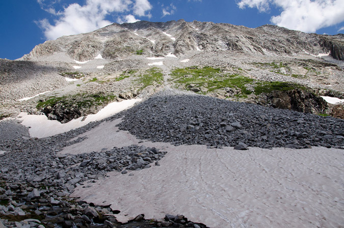 Snowmass Mountain west ridge gully choice