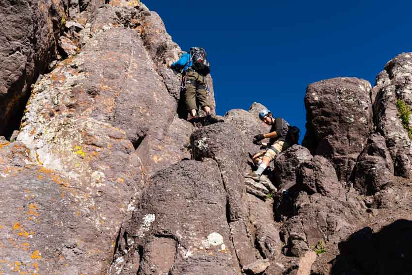 Setting up the technical climb