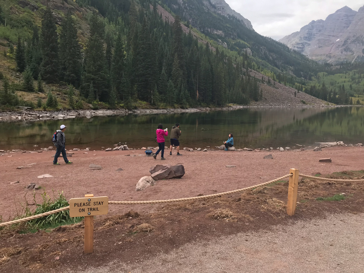 Maroon Lake roped off