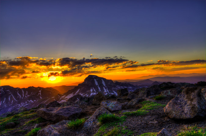 Uncompahgre Peak at Sunrise from Wetterhorn HDR