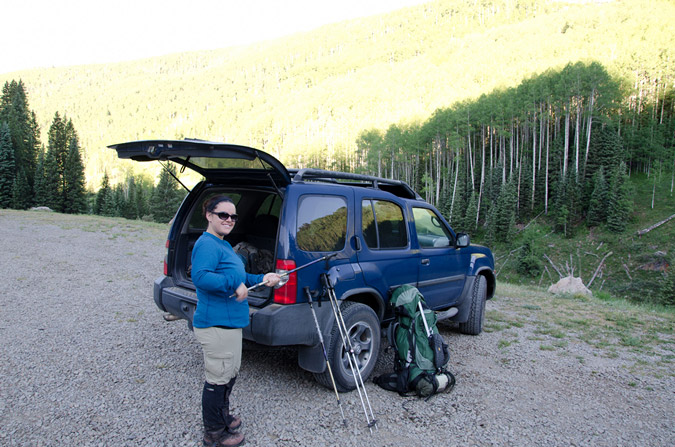 Regina Prepares at the Navajo Lake Trailhead