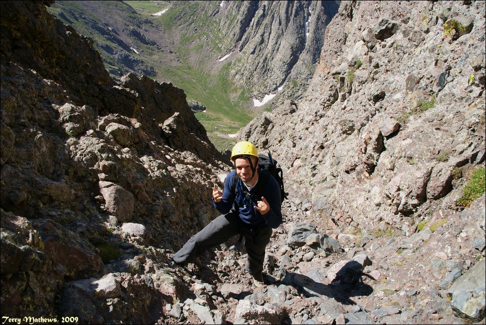 Matt Payne in the West Gully of Crestone Needle