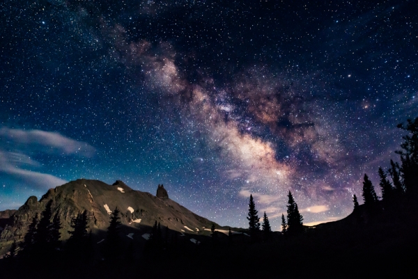 The Milky Way rises above Lizard Head Peak