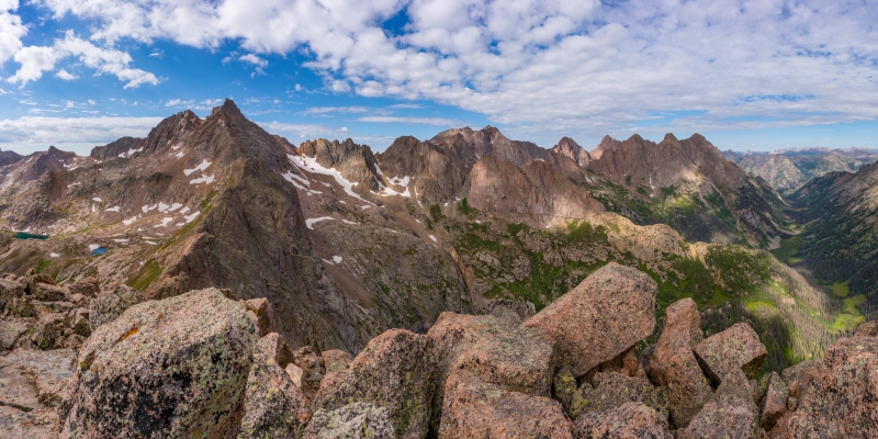 Several of Colorado&#039;s 100 Highest Mountains as seen from Knife Point